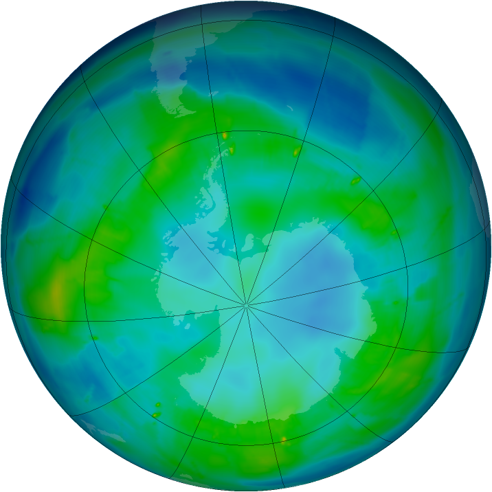 Antarctic ozone map for 27 April 2010
